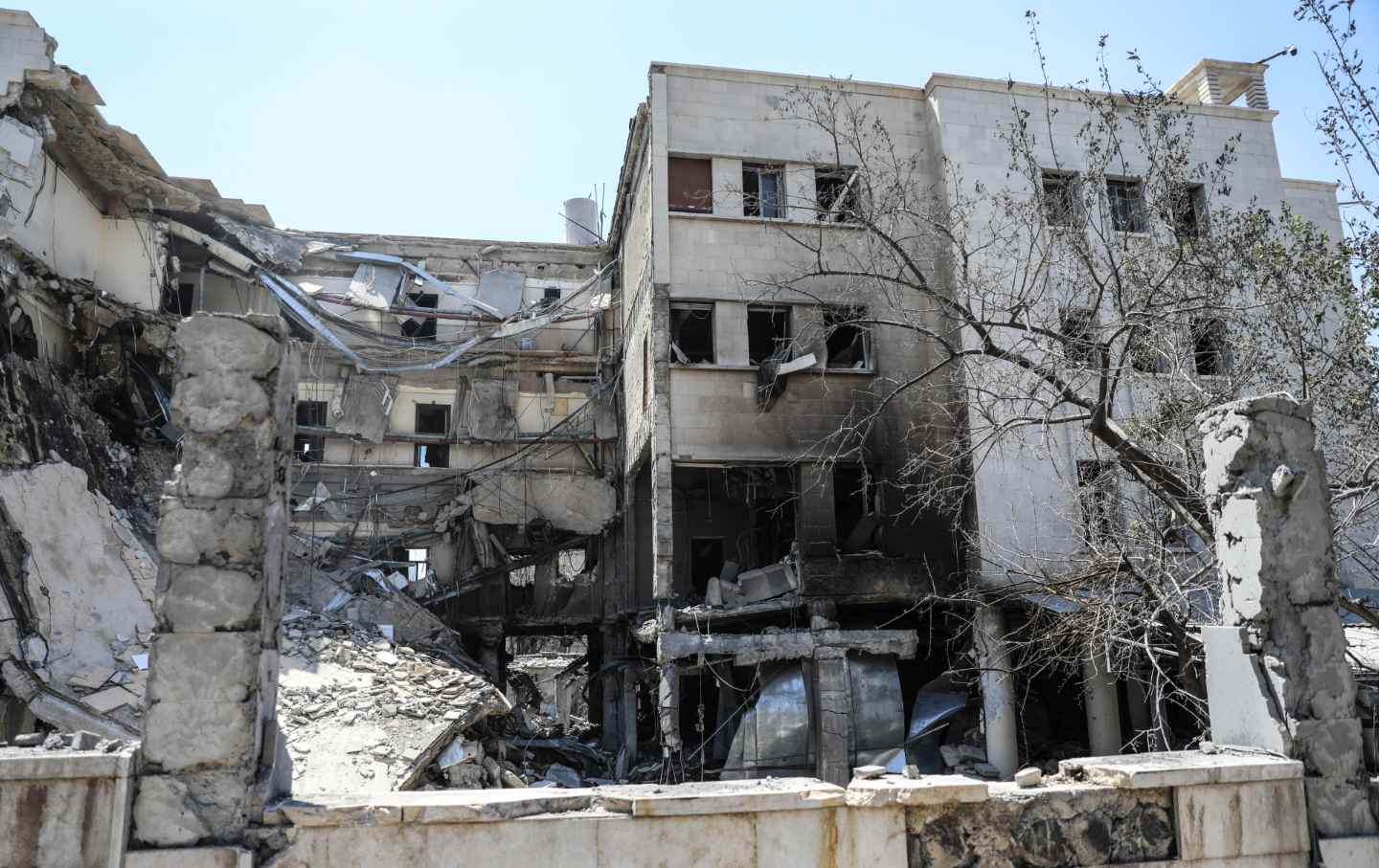 A view of damage at the Syrian General Staff headquarters and nearby buildings following Israeli airstrikes targeting the capital Damascus, Syria on July 17, 2025.
